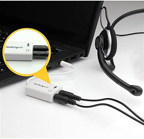 imageStarTechcom 4 Position Microphone and Headphone Splitter 35 mm 4 Pin 4 Pole Mic and Audio Combo Splitter Cable MUYHSMFFADW White