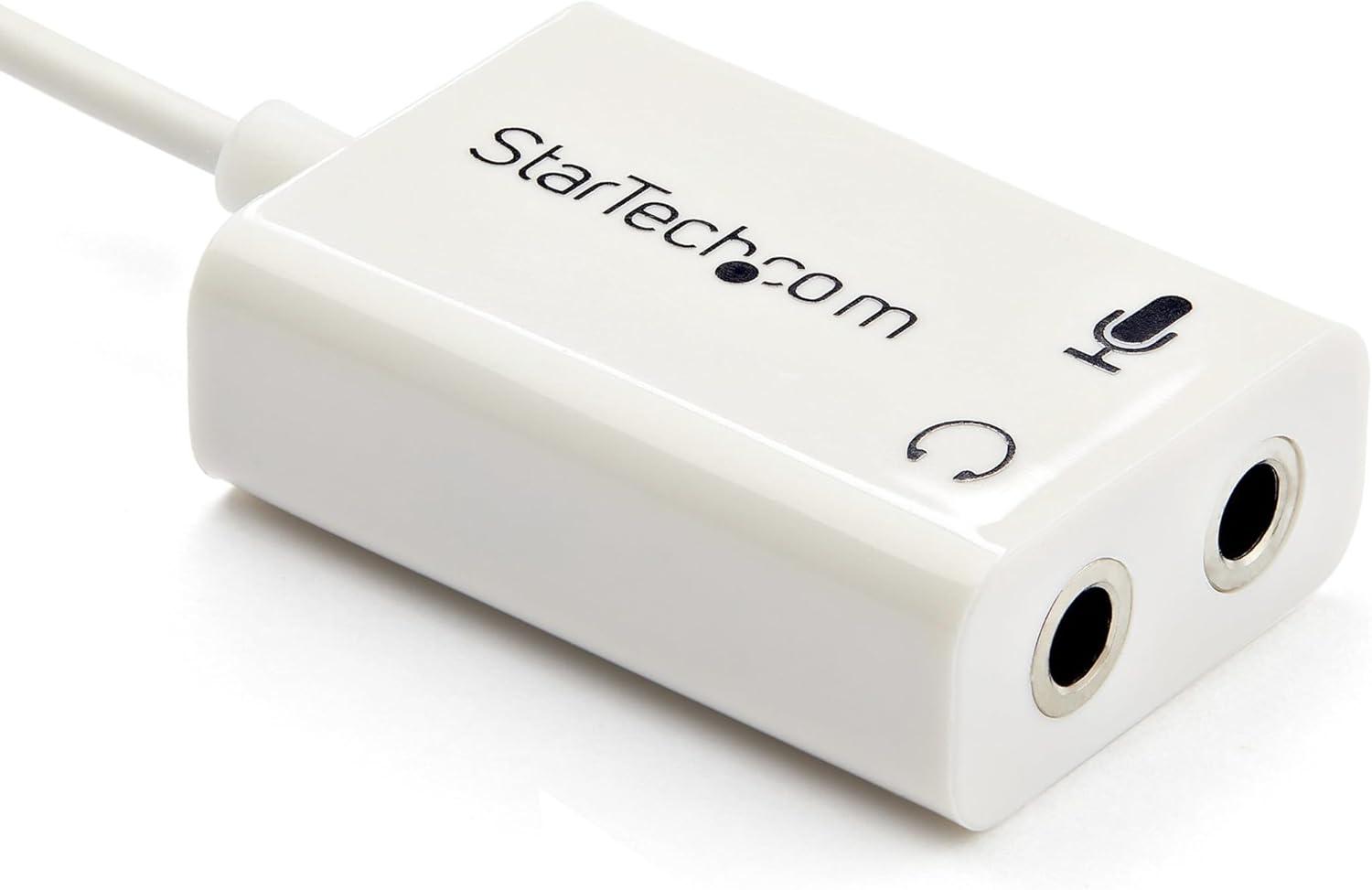 imageStarTechcom 4 Position Microphone and Headphone Splitter 35 mm 4 Pin 4 Pole Mic and Audio Combo Splitter Cable MUYHSMFFADW White