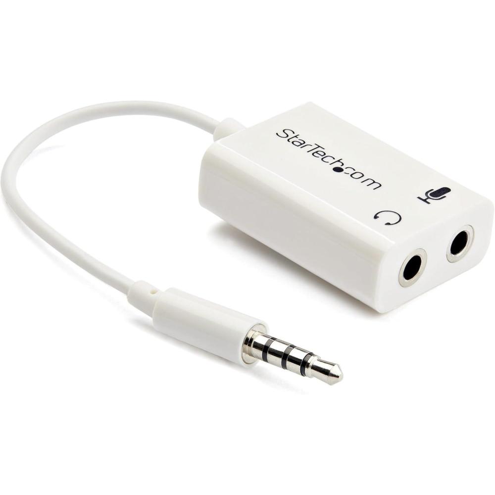 imageStarTechcom 4 Position Microphone and Headphone Splitter 35 mm 4 Pin 4 Pole Mic and Audio Combo Splitter Cable MUYHSMFFADW White