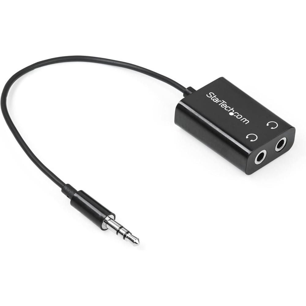 imageStarTechcom Black Slim Mini Jack Headphone Splitter Cable Adapter  35mm Audio Mini Stereo Y Splitter  35mm Male to 2x 35mm Female MUY1MFFADPAdapter
