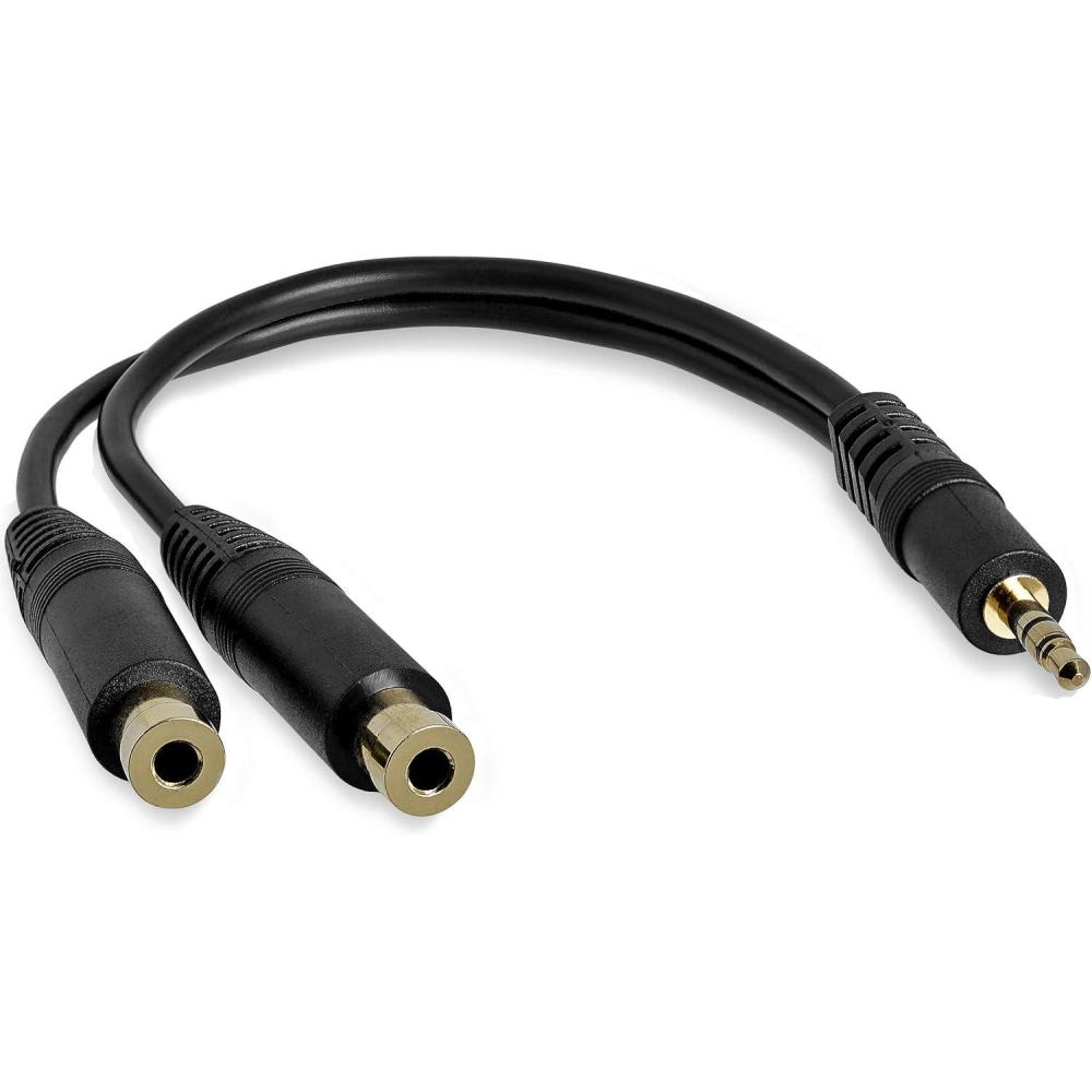 imageStarTechcom Black Slim Mini Jack Headphone Splitter Cable Adapter  35mm Audio Mini Stereo Y Splitter  35mm Male to 2x 35mm Female MUY1MFFADPStandard Cable