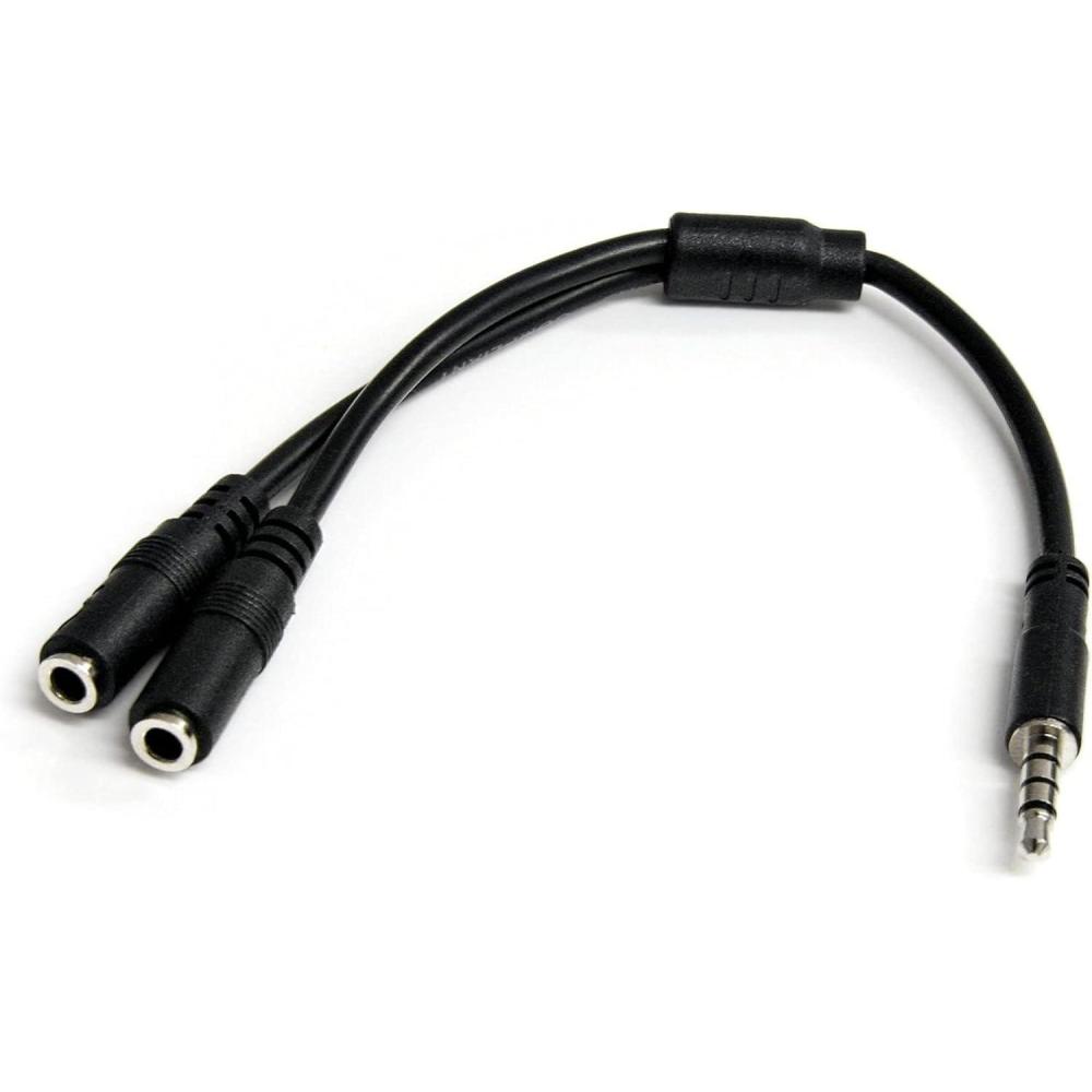 imageStarTechcom Headset Adapter Microphone and Headphone Splitter 35mm Male Aux to 35mm Female Audio ampamp Mic Combo Jack Y Cable for Laptop PC MUYHSMFF BlackMale to Female