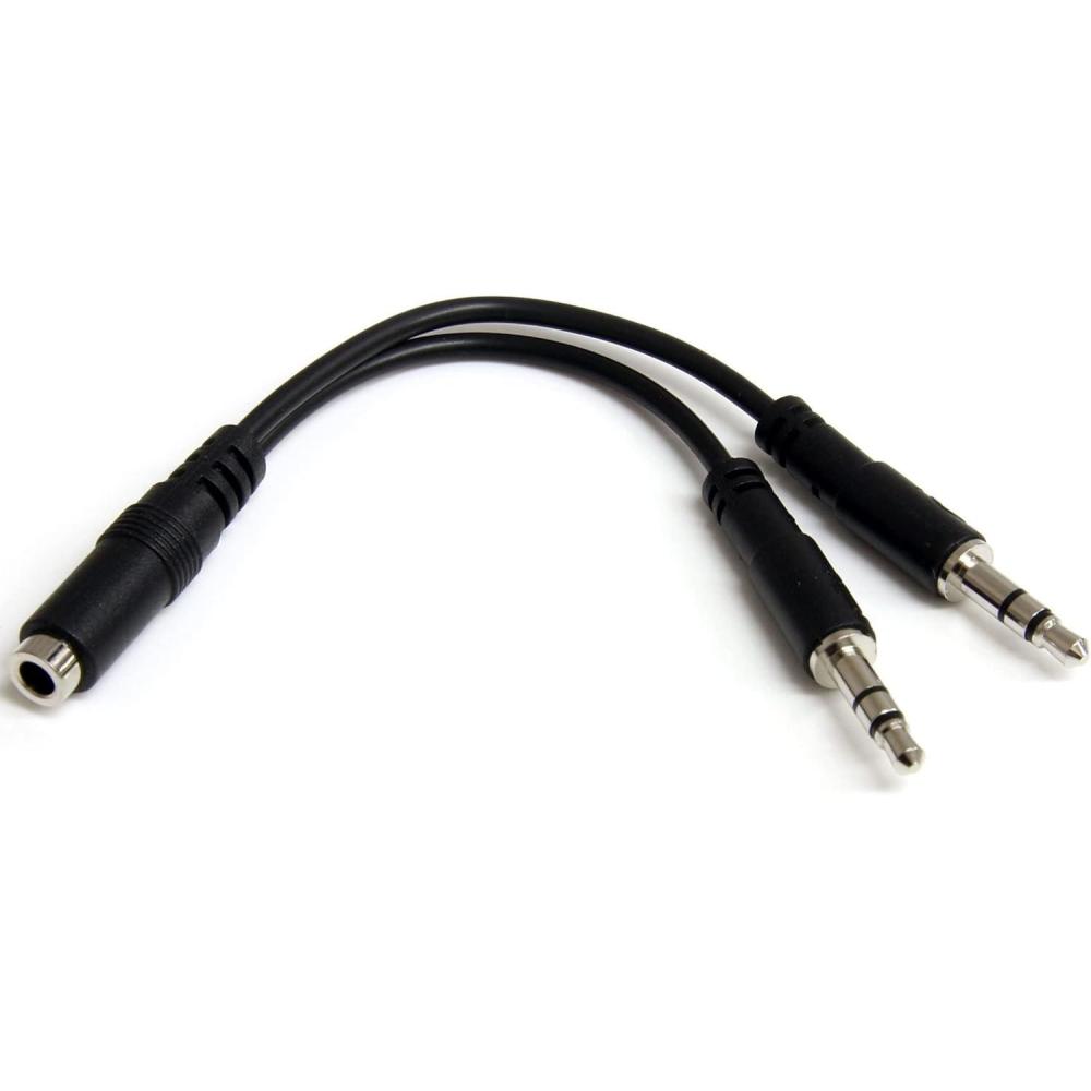 imageStarTechcom Headset Adapter Microphone and Headphone Splitter 35mm Male Aux to 35mm Female Audio ampamp Mic Combo Jack Y Cable for Laptop PC MUYHSMFF BlackFemale to Male