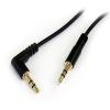 StarTech.com 1 ft. (0.3 m) Right Angle 3.5 mm Audio Cable – 3.5mm Slim Audio Cable – Male/Male – Aux Cable (MU1MMSRA), Black(6 ft)