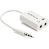 StarTech.com 4 Position Microphone and Headphone Splitter – 3.5 mm – 4 Pin / 4 Pole – Mic and Audio Combo Splitter Cable (MUYHSMFFADW), White