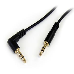StarTech.com 1 ft. (0.3 m) Right Angle 3.5 mm Audio Cable – 3.5mm Slim Audio Cable – Male/Male – Aux Cable (MU1MMSRA), Black(6 ft)