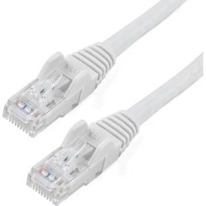 StarTech.com 15ft CAT6 Ethernet Cable – Black CAT 6 Gigabit Ethernet Wire -650MHz 100W PoE RJ45 UTP Network/Patch Cord Snagless w/Strain Relief Fluke Tested/Wiring is UL Certified/TIA (N6PATCH15BK)(White)