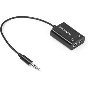 StarTech.com Black Slim Mini Jack Headphone Splitter Cable Adapter – 3.5mm Audio Mini Stereo Y Splitter – 3.5mm Male to 2x 3.5mm Female (MUY1MFFADP)(Adapter)