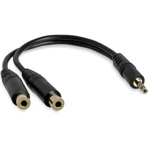 StarTech.com Black Slim Mini Jack Headphone Splitter Cable Adapter – 3.5mm Audio Mini Stereo Y Splitter – 3.5mm Male to 2x 3.5mm Female (MUY1MFFADP)(Standard Cable)