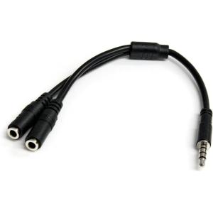 StarTech.com Headset Adapter, Microphone and Headphone Splitter – 3.5mm Male Aux to 3.5mm Female Audio & Mic Combo Jack Y Cable for Laptop / PC (MUYHSMFF) Black(Male to Female)
