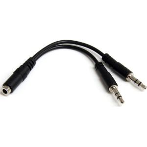 StarTech.com Headset Adapter, Microphone and Headphone Splitter – 3.5mm Male Aux to 3.5mm Female Audio & Mic Combo Jack Y Cable for Laptop / PC (MUYHSMFF) Black(Female to Male)