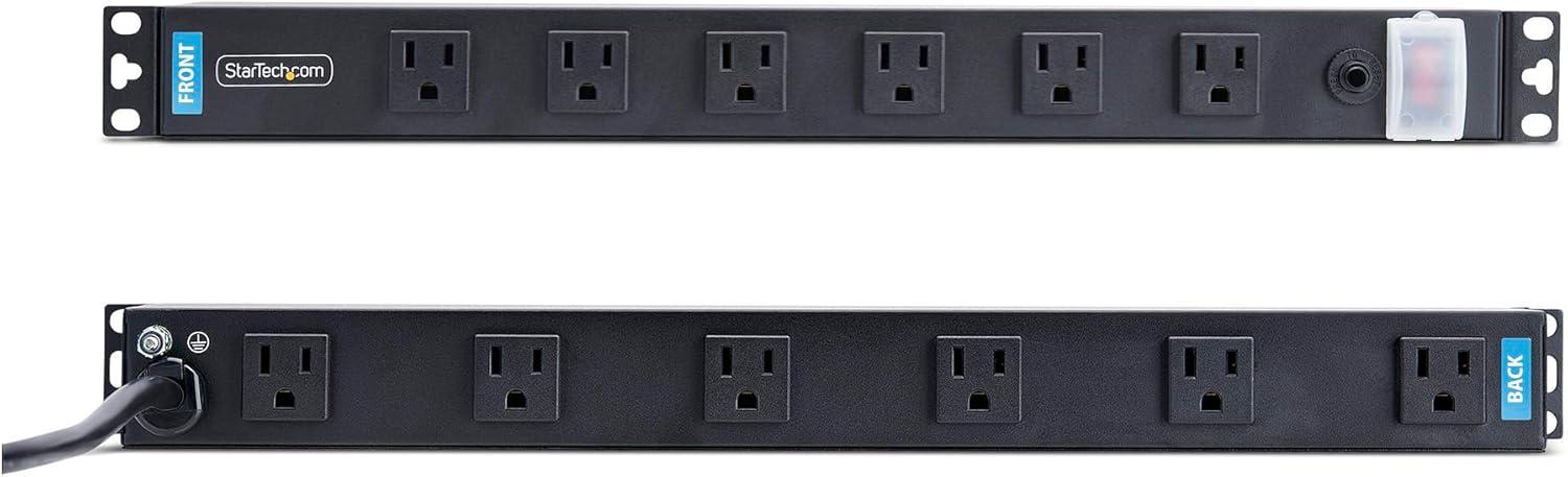 image:imageStarTechcom 12Outlet Rackmount PDU 1U Server Power Strip WideSpaced RightAngle Ports Mounted Power Distribution Unit