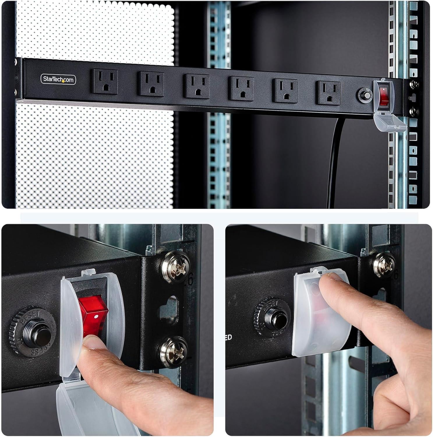 image:imageStarTechcom 12Outlet Rackmount PDU 1U Server Power Strip WideSpaced RightAngle Ports Mounted Power Distribution Unit