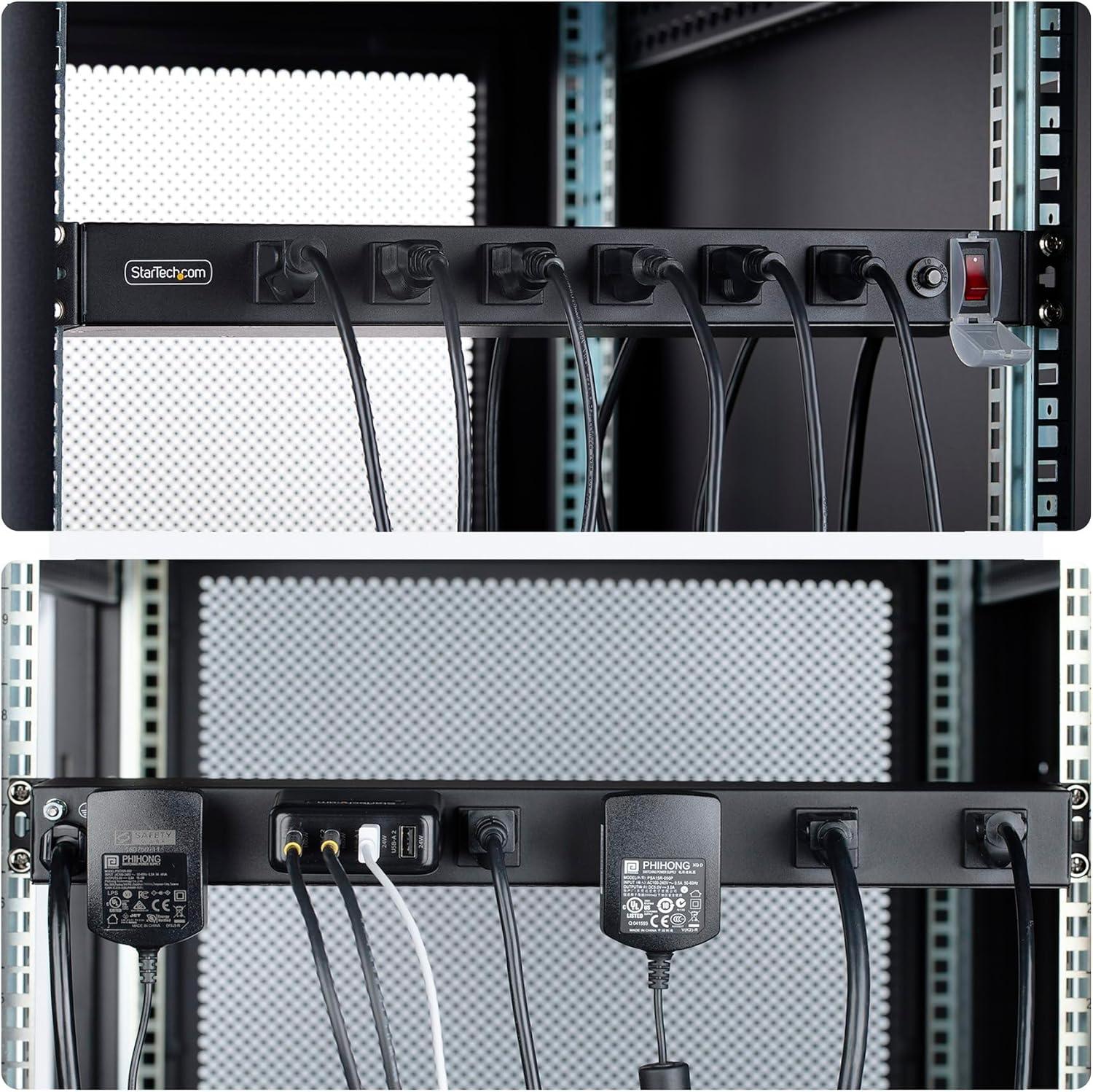 image:imageStarTechcom 12Outlet Rackmount PDU 1U Server Power Strip WideSpaced RightAngle Ports Mounted Power Distribution Unit
