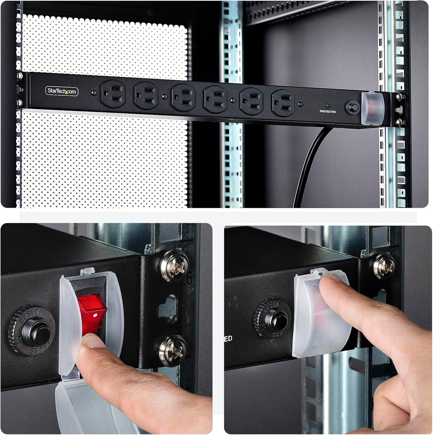 image:imageStarTechcom 14Outlet Rackmount PDU 1U Server Rack Accessories Surge Protector Power Strip 6X Front and 8X Rear Ports Rack Mount Power Distribution Unit Outlet Strip with 8ft Power Cord