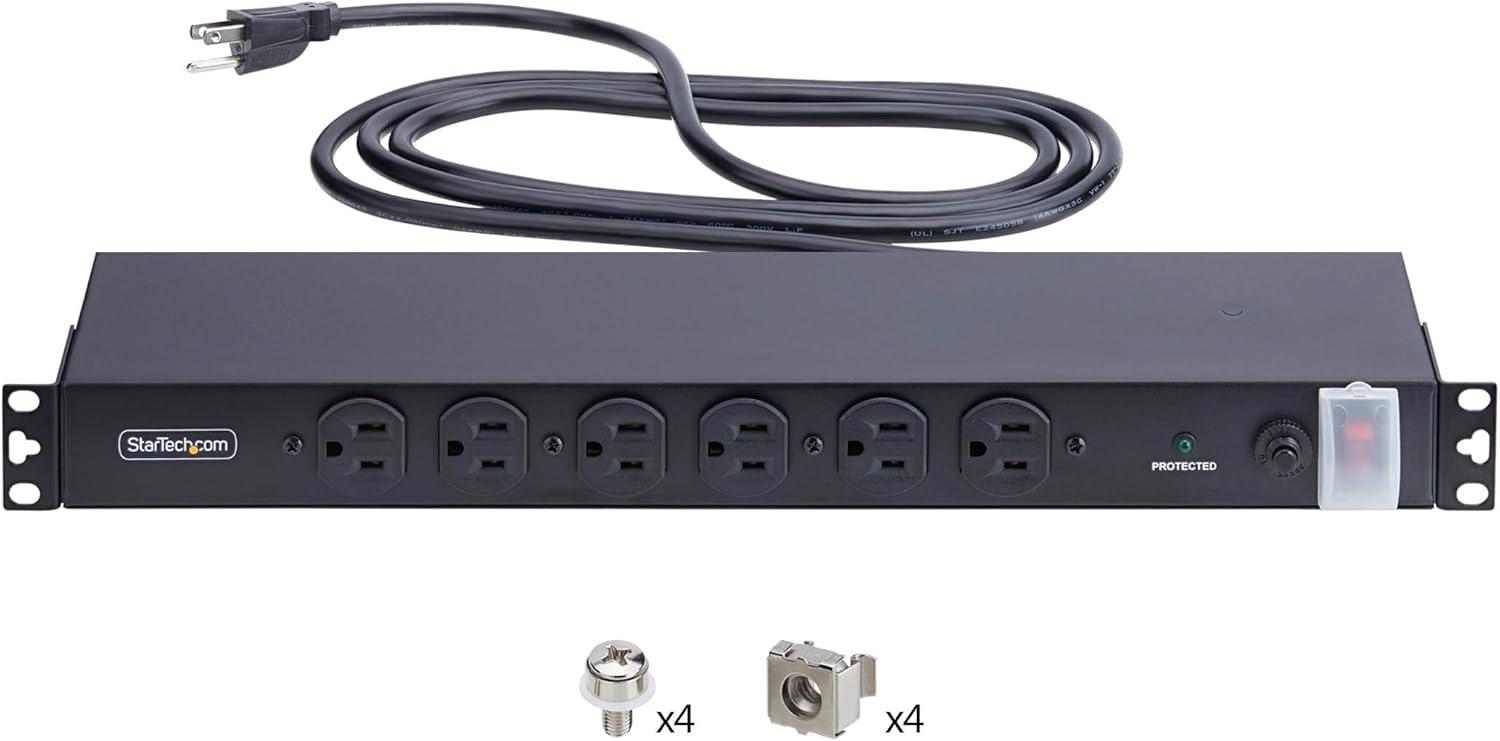 image:imageStarTechcom 14Outlet Rackmount PDU 1U Server Rack Accessories Surge Protector Power Strip 6X Front and 8X Rear Ports Rack Mount Power Distribution Unit Outlet Strip with 8ft Power Cord