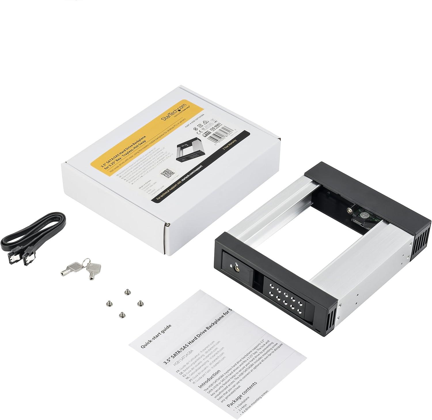 image:imageStarTechcom 525 to 35 Trayless Hard Drive Hot Swap Bay Removable Hard Drive Bay for 35 SATASAS Drives Aluminum HSB1SATSASBAAluminum