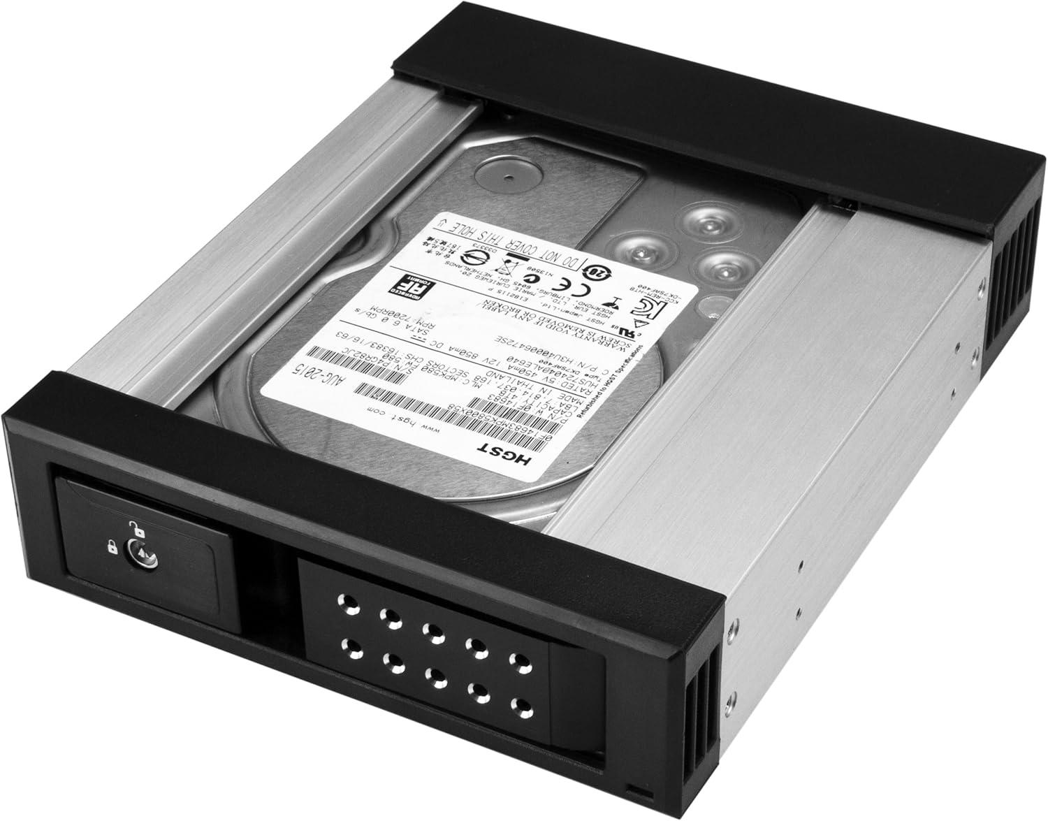 image:imageStarTechcom 525 to 35 Trayless Hard Drive Hot Swap Bay Removable Hard Drive Bay for 35 SATASAS Drives Aluminum HSB1SATSASBAAluminum