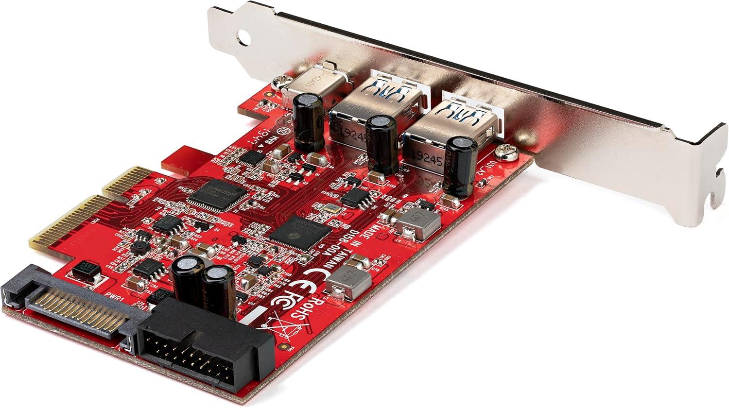 image:image5Port USB PCIe Card 10Gbps USB 31 Gen 2 PCIe Card w 1x USBC amp 2X USBA 1x 2 Port IDC Internal 5Gbps USB Header Expansion USB C PCI Express Controller CardCard