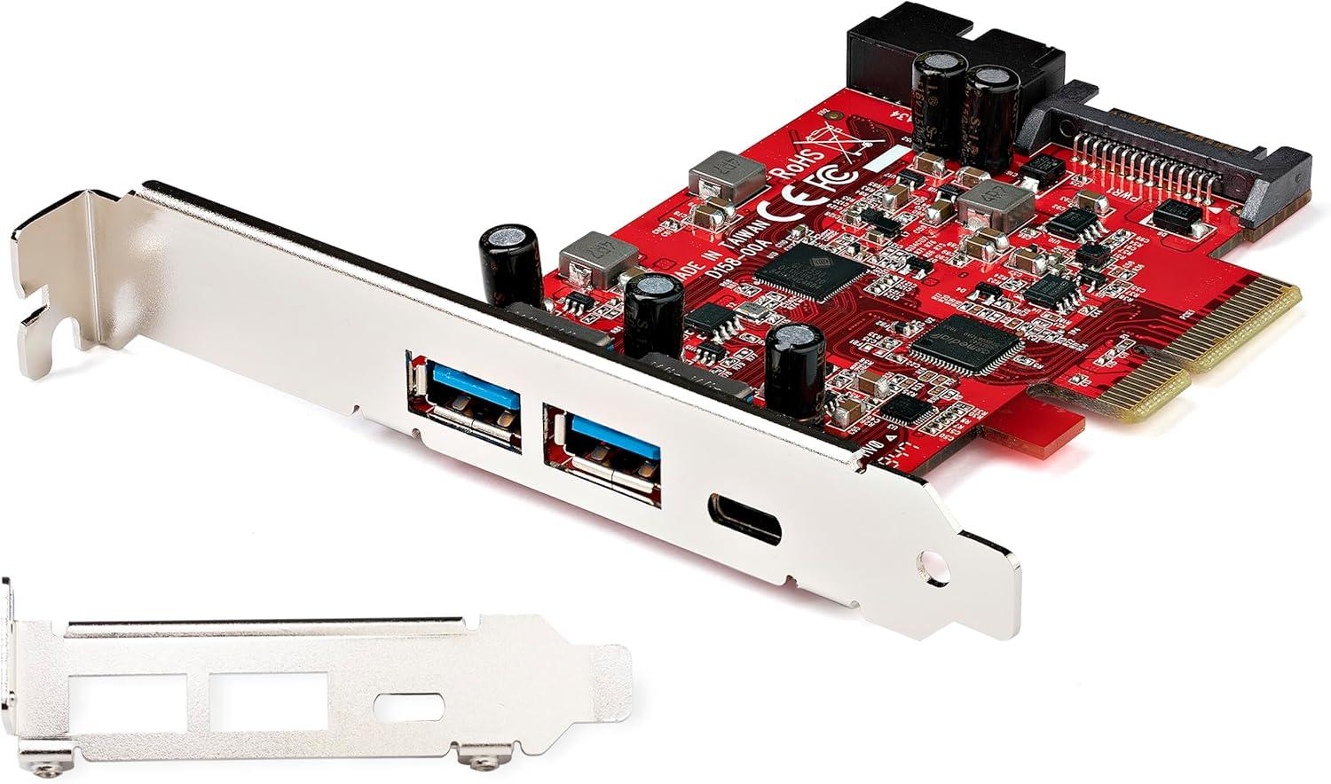 image:image5Port USB PCIe Card 10Gbps USB 31 Gen 2 PCIe Card w 1x USBC amp 2X USBA 1x 2 Port IDC Internal 5Gbps USB Header Expansion USB C PCI Express Controller CardCard