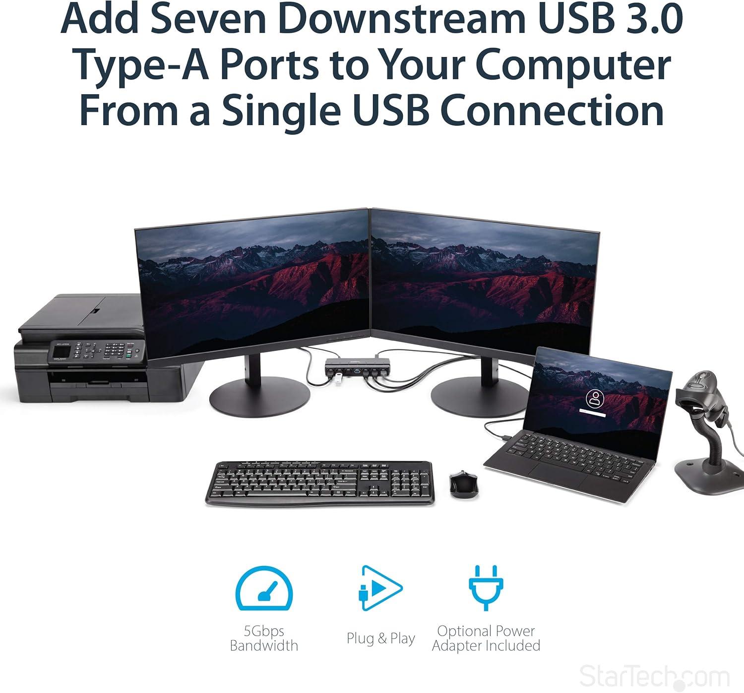 image:imageStarTechcom 7 Port USB 30 Hub Up To 5 Gbps 7 x USB Universal Multi Port USB Extender for Your Desktop USB Powered ST7300USB3B
