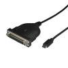 StarTech.com USB C to Parallel Printer Cable – DB25 Female Port for IEEE1284 Printers – Bus Powered – Printer Cable Adapter – USB to DB25 (ICUSBCPLLD25), Black, 6ft(Prolific Parallel)