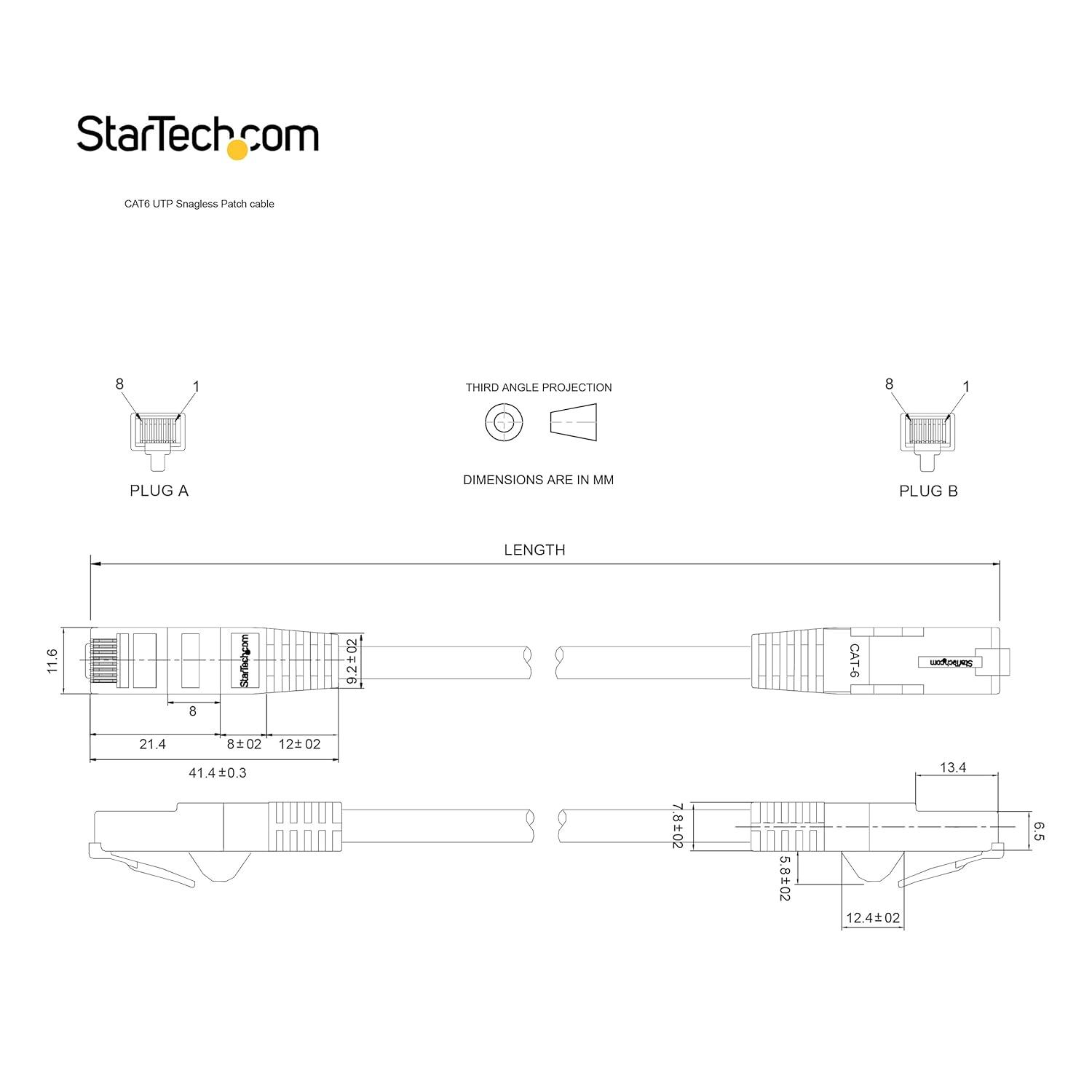 image:imageStarTechcom 10m CAT6 Ethernet Cable Grey CAT 6 Gigabit Ethernet Wire 650MHz 100W PoE RJ45 UTP Category 6 NetworkPatch Cord Snagless wStrain Relief Fluke Tested ULTIA Certified N6PATC10MGRYellow