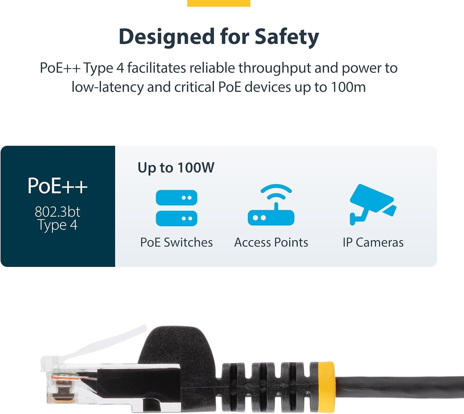 image:imageStarTechcom 15 m CAT6 Cable Slim CAT6 Patch Cord Black Snagless RJ45 Connectors Gigabit Ethernet Cable 28 AWG N6PAT150CMBKSBlack