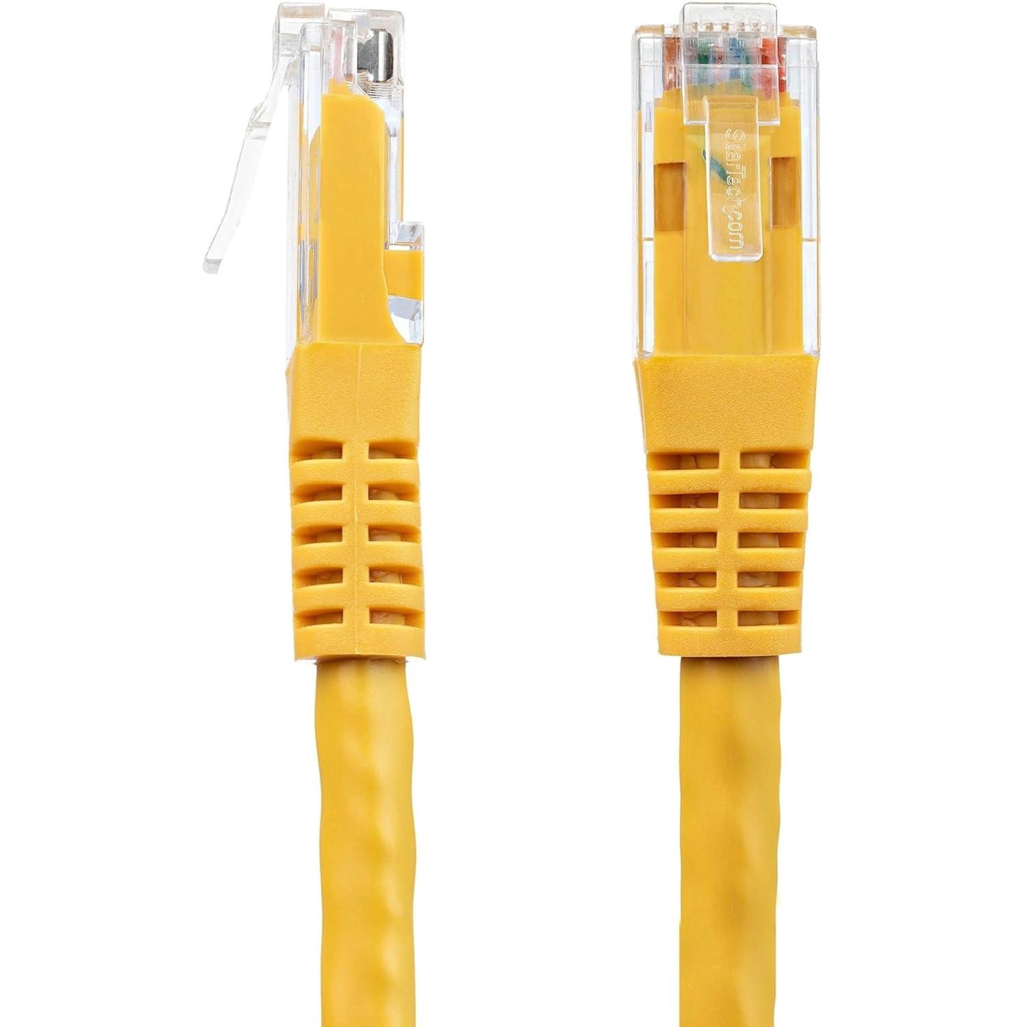 image:imageStarTechcom 20ft CAT6 Ethernet Cable Orange CAT 6 Gigabit Ethernet Wire 650MHz 100W PoE RJ45 UTP Molded Category 6 NetworkPatch Cord wStrain ReliefFluke Tested ULTIA Certified C6PATCH20ORYellow