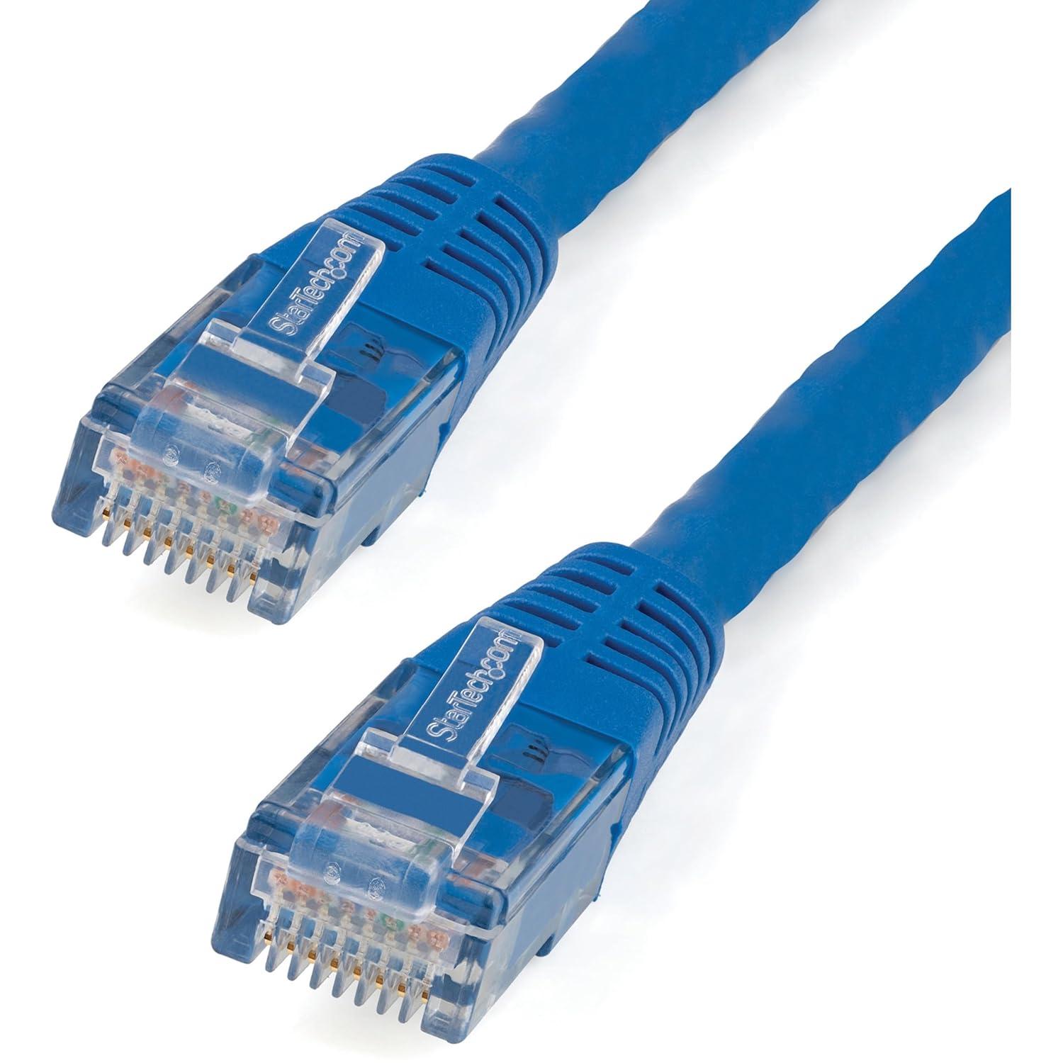 image:imageStarTechcom 20ft CAT6 Ethernet Cable Orange CAT 6 Gigabit Ethernet Wire 650MHz 100W PoE RJ45 UTP Molded Category 6 NetworkPatch Cord wStrain ReliefFluke Tested ULTIA Certified C6PATCH20ORBlue
