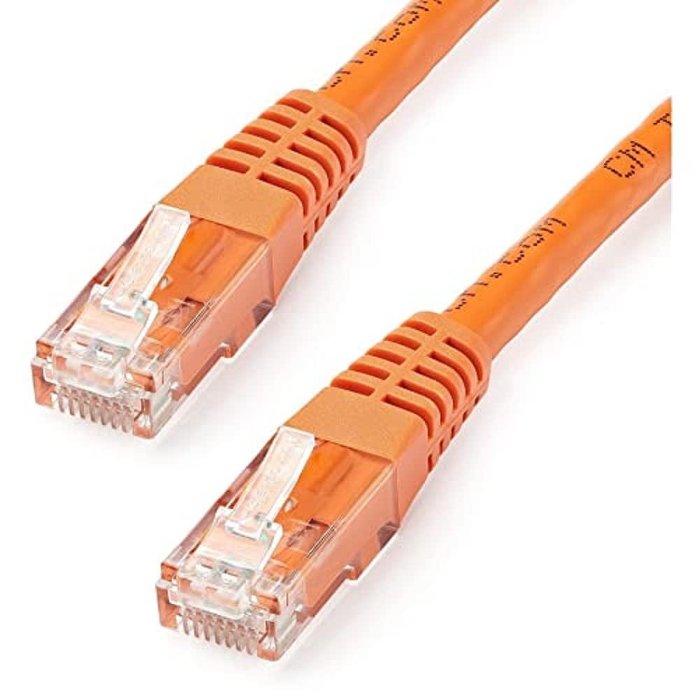 image:imageStarTechcom 20ft CAT6 Ethernet Cable Orange CAT 6 Gigabit Ethernet Wire 650MHz 100W PoE RJ45 UTP Molded Category 6 NetworkPatch Cord wStrain ReliefFluke Tested ULTIA Certified C6PATCH20OROrange