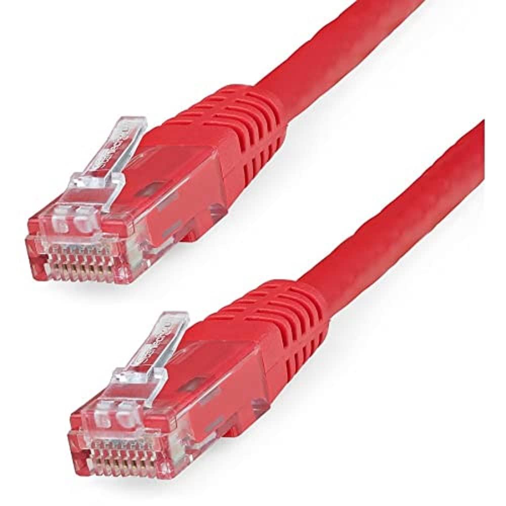 image:imageStarTechcom 20ft CAT6 Ethernet Cable Orange CAT 6 Gigabit Ethernet Wire 650MHz 100W PoE RJ45 UTP Molded Category 6 NetworkPatch Cord wStrain ReliefFluke Tested ULTIA Certified C6PATCH20ORRed