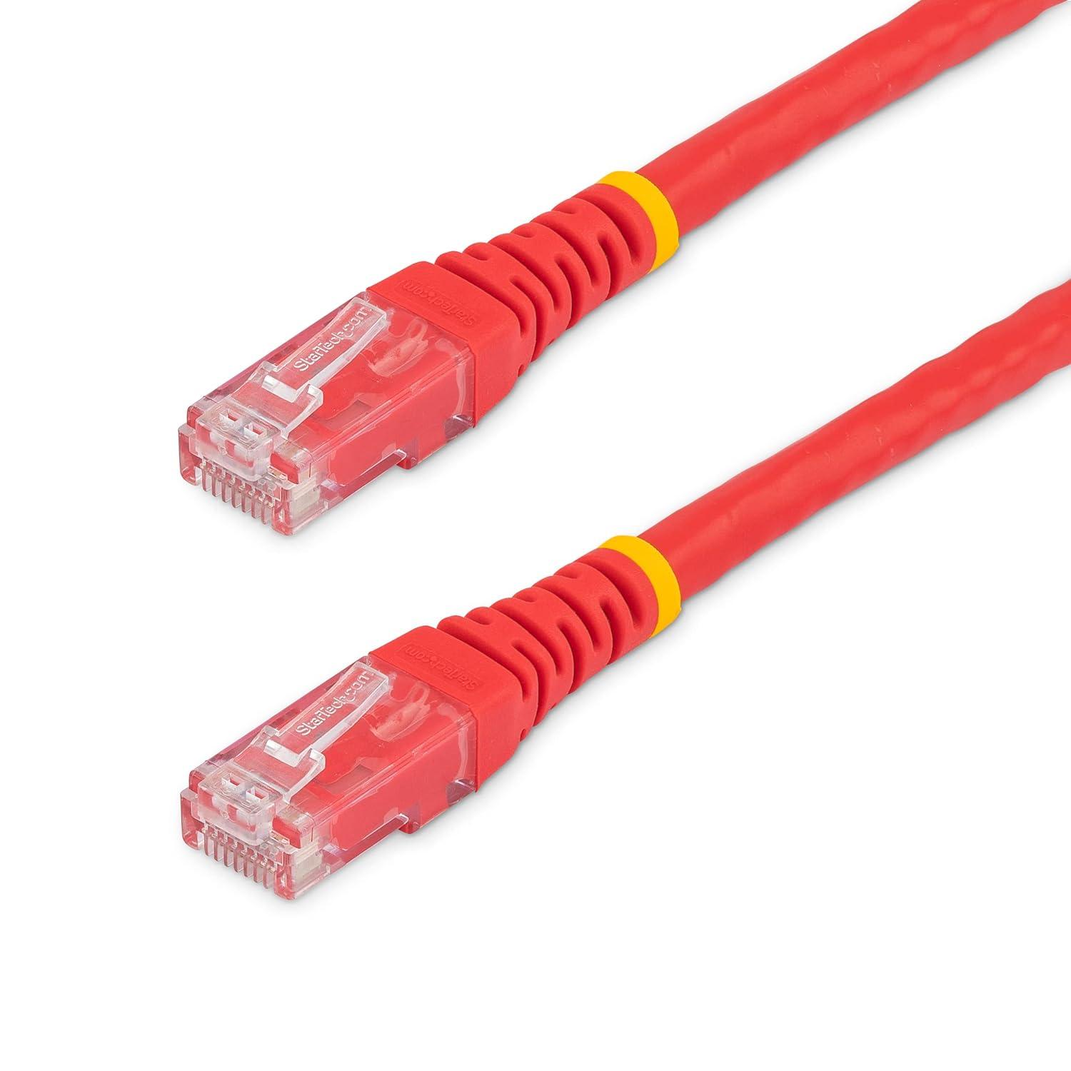 image:imageStarTechcom 20ft CAT6 Ethernet Cable Orange CAT 6 Gigabit Ethernet Wire 650MHz 100W PoE RJ45 UTP Molded Category 6 NetworkPatch Cord wStrain ReliefFluke Tested ULTIA Certified C6PATCH20ORRed