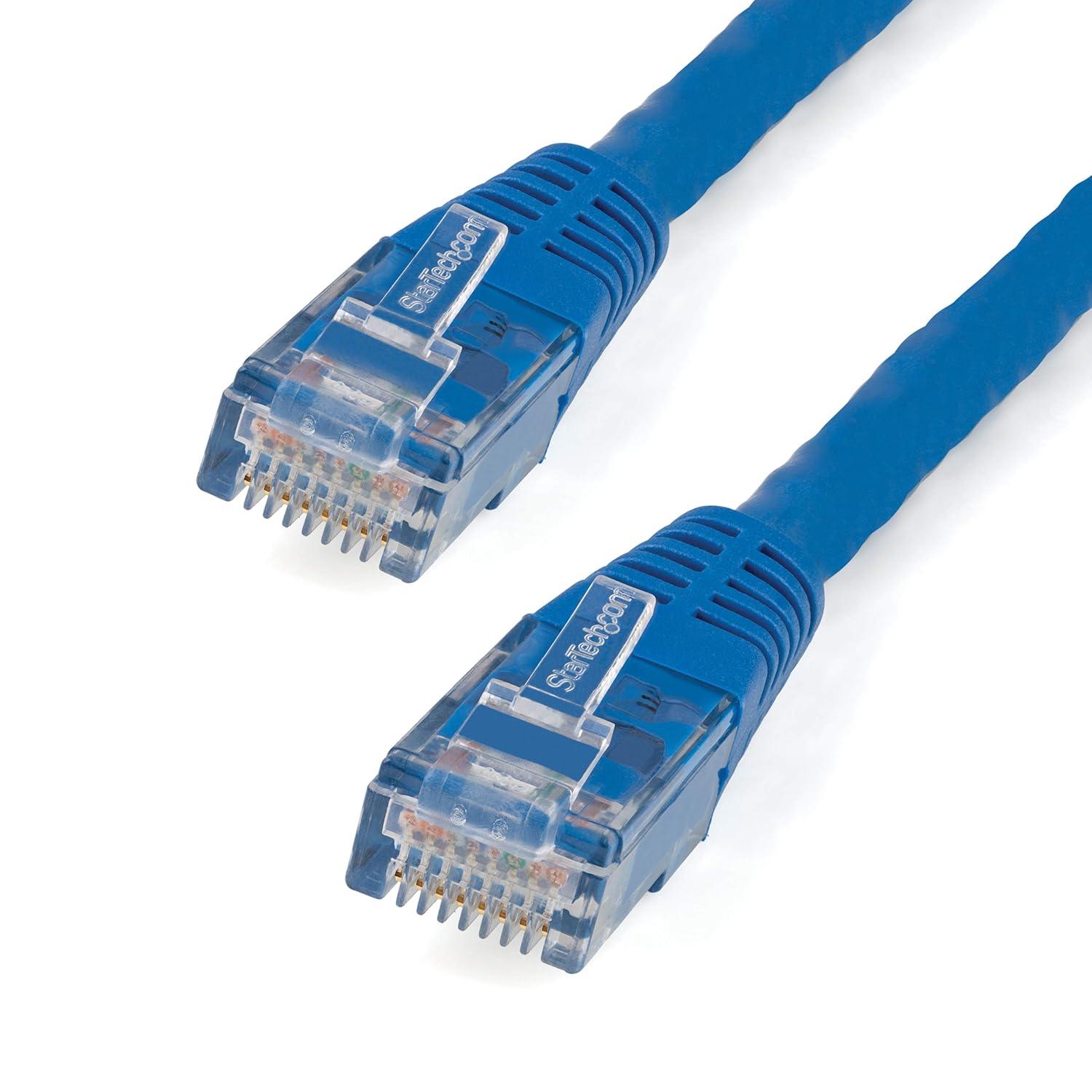 image:imageStarTechcom 20ft CAT6 Ethernet Cable Orange CAT 6 Gigabit Ethernet Wire 650MHz 100W PoE RJ45 UTP Molded Category 6 NetworkPatch Cord wStrain ReliefFluke Tested ULTIA Certified C6PATCH20ORBlue