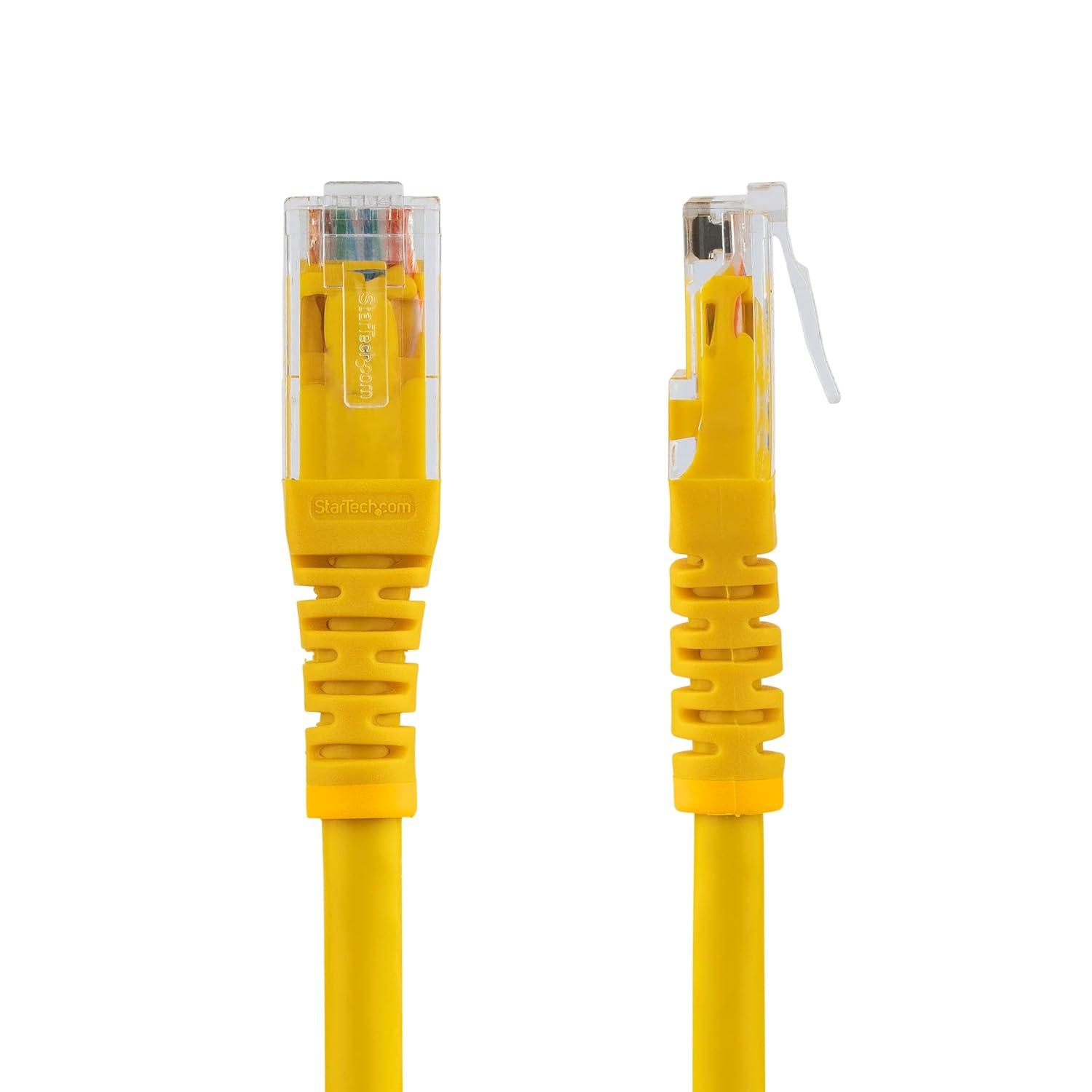 image:imageStarTechcom 20ft CAT6 Ethernet Cable Orange CAT 6 Gigabit Ethernet Wire 650MHz 100W PoE RJ45 UTP Molded Category 6 NetworkPatch Cord wStrain ReliefFluke Tested ULTIA Certified C6PATCH20ORYellow