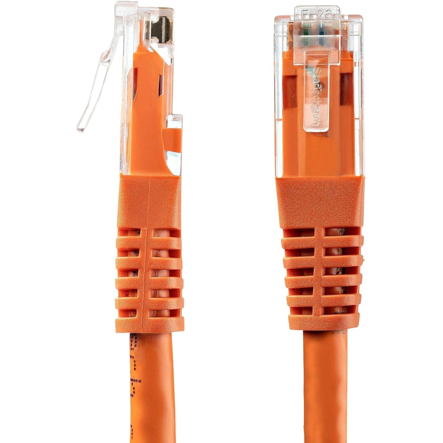 image:imageStarTechcom 20ft CAT6 Ethernet Cable Orange CAT 6 Gigabit Ethernet Wire 650MHz 100W PoE RJ45 UTP Molded Category 6 NetworkPatch Cord wStrain ReliefFluke Tested ULTIA Certified C6PATCH20OROrange