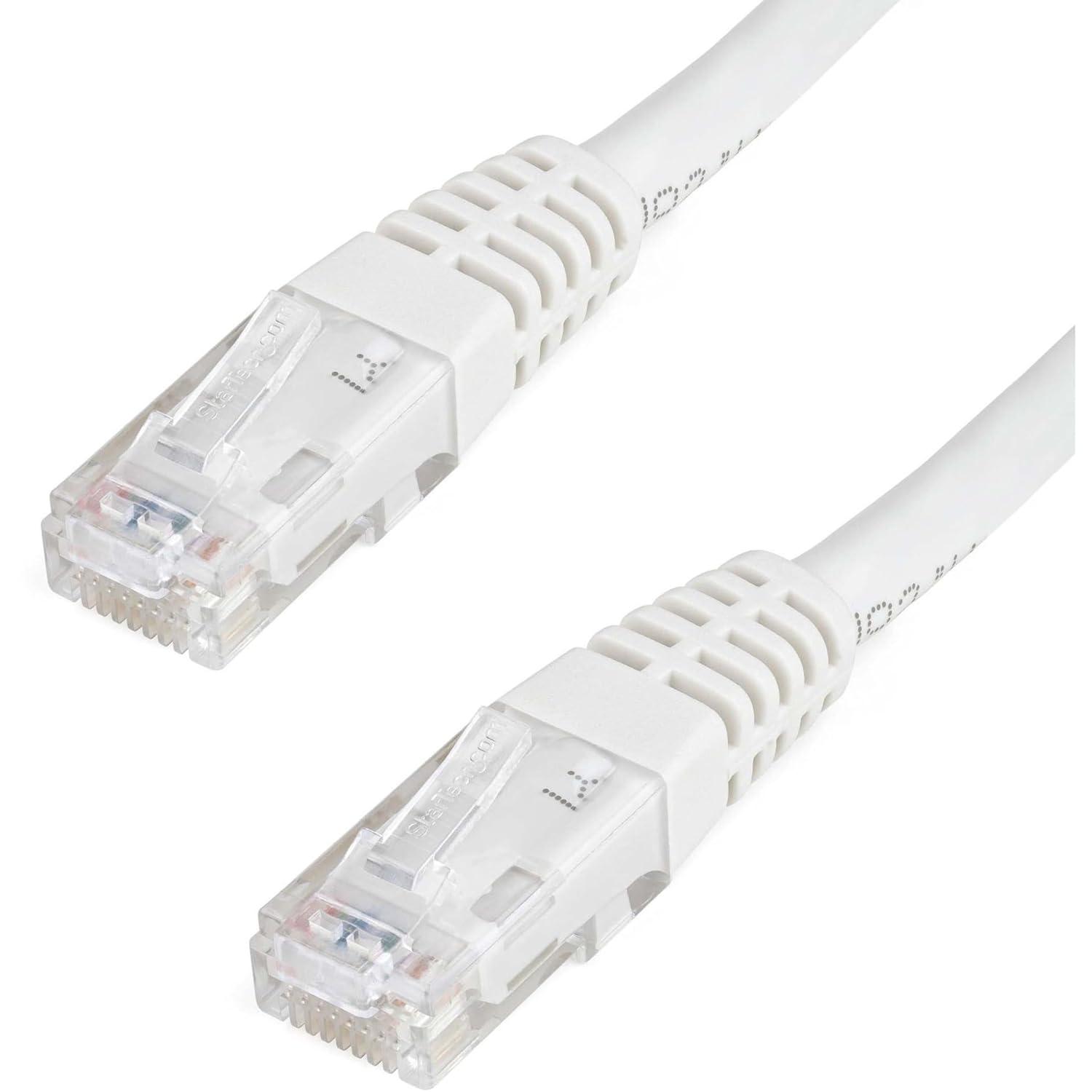 image:imageStarTechcom 20ft CAT6 Ethernet Cable Orange CAT 6 Gigabit Ethernet Wire 650MHz 100W PoE RJ45 UTP Molded Category 6 NetworkPatch Cord wStrain ReliefFluke Tested ULTIA Certified C6PATCH20ORWhite
