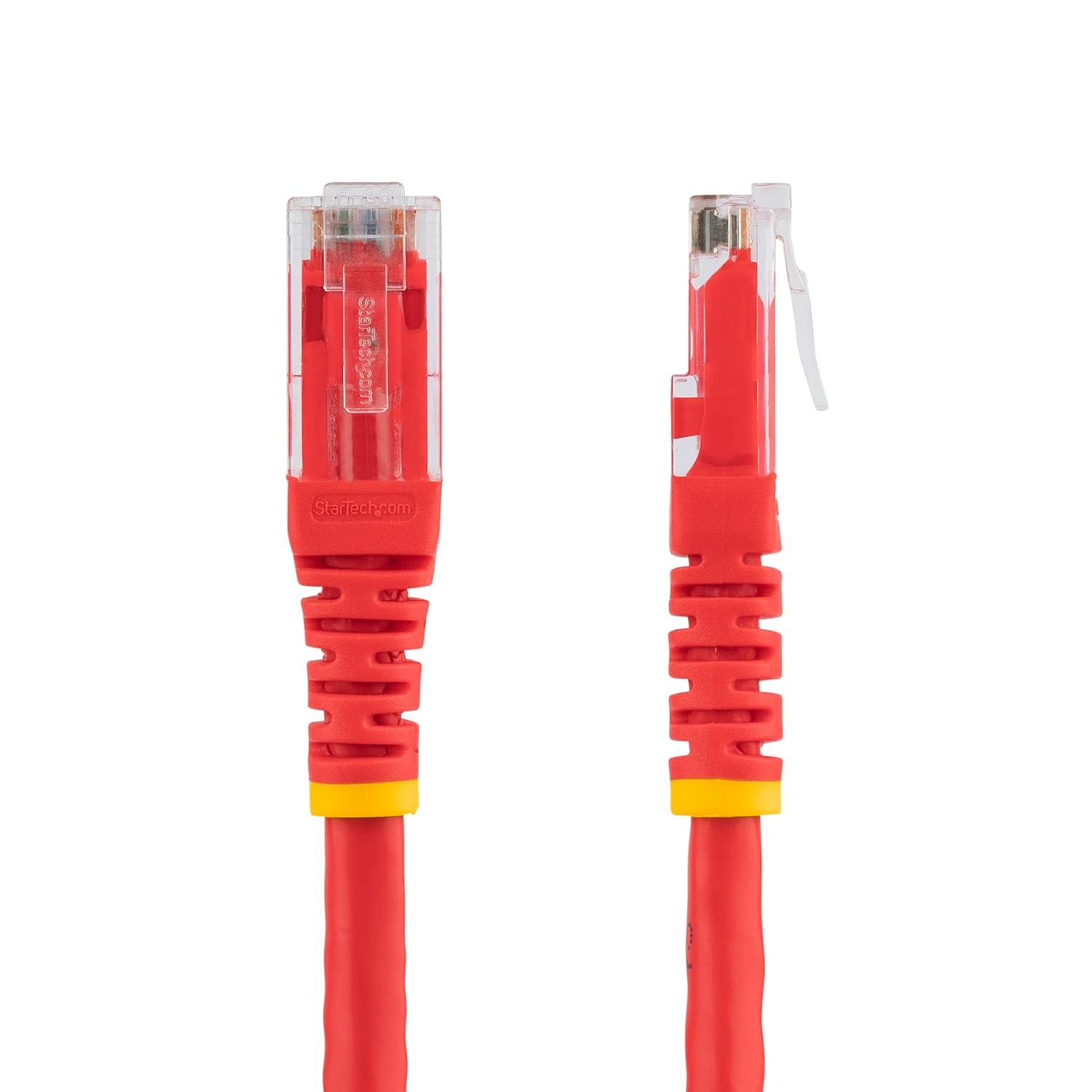 image:imageStarTechcom 20ft CAT6 Ethernet Cable Orange CAT 6 Gigabit Ethernet Wire 650MHz 100W PoE RJ45 UTP Molded Category 6 NetworkPatch Cord wStrain ReliefFluke Tested ULTIA Certified C6PATCH20ORRed