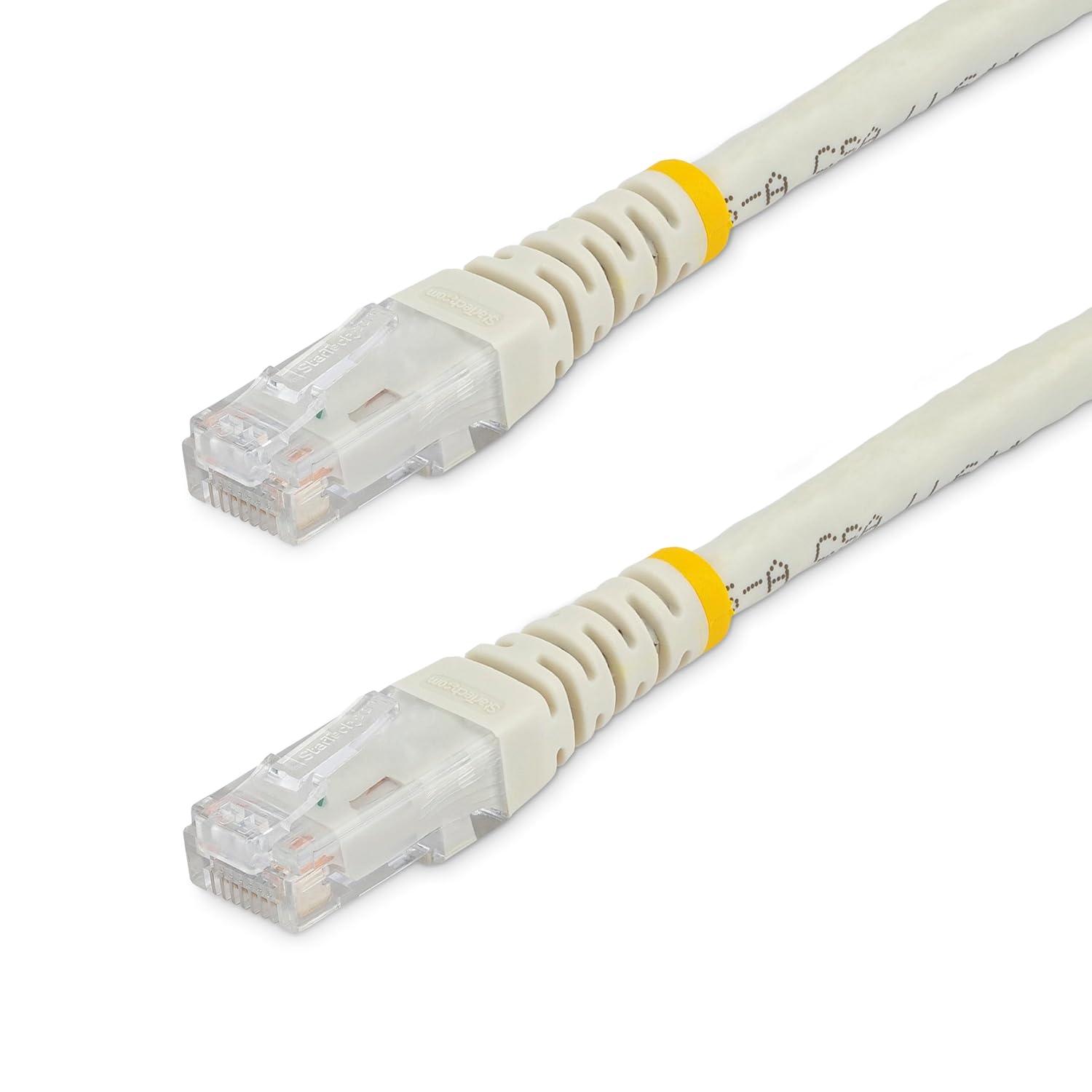 image:imageStarTechcom 20ft CAT6 Ethernet Cable Orange CAT 6 Gigabit Ethernet Wire 650MHz 100W PoE RJ45 UTP Molded Category 6 NetworkPatch Cord wStrain ReliefFluke Tested ULTIA Certified C6PATCH20ORWhite
