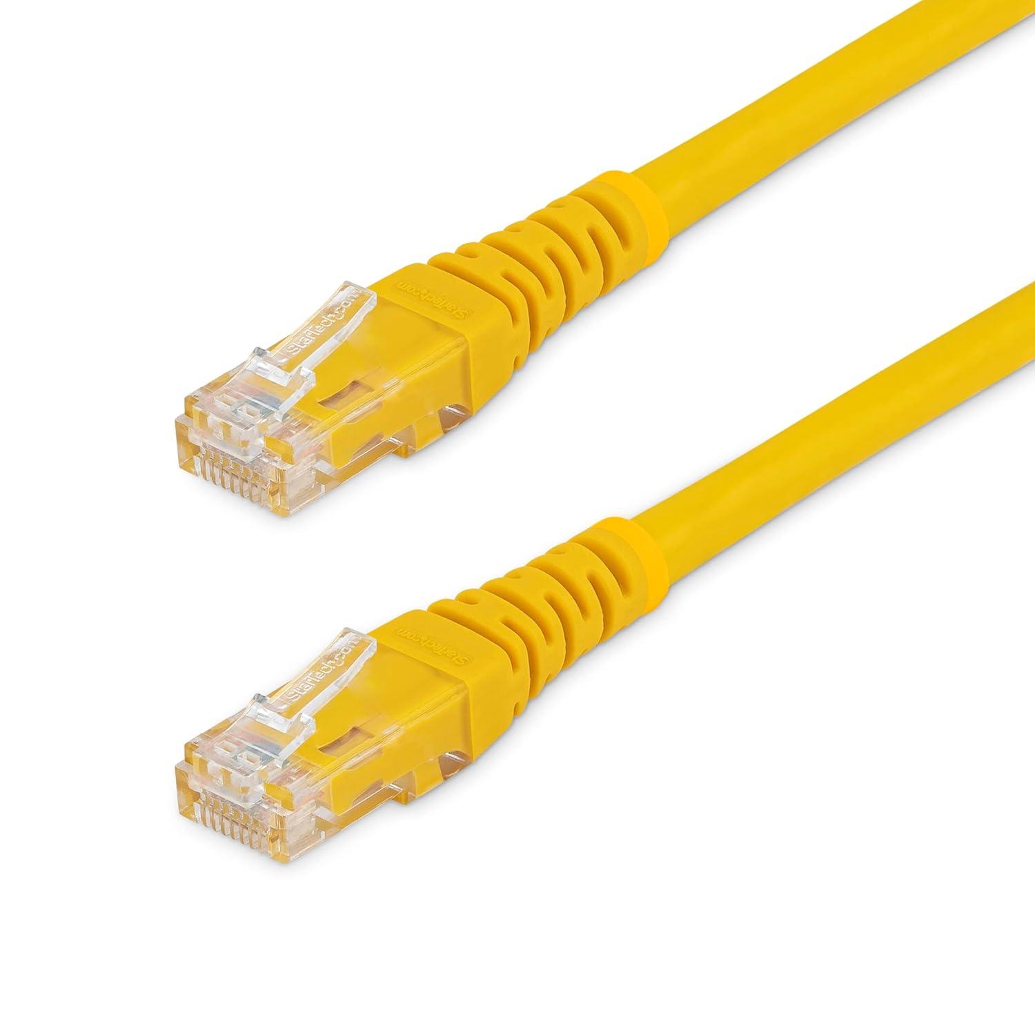 image:imageStarTechcom 20ft CAT6 Ethernet Cable Orange CAT 6 Gigabit Ethernet Wire 650MHz 100W PoE RJ45 UTP Molded Category 6 NetworkPatch Cord wStrain ReliefFluke Tested ULTIA Certified C6PATCH20ORYellow