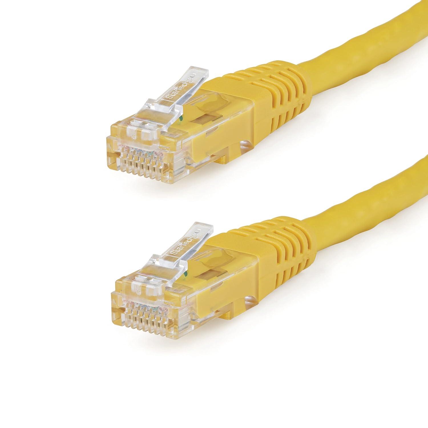 image:imageStarTechcom 20ft CAT6 Ethernet Cable Orange CAT 6 Gigabit Ethernet Wire 650MHz 100W PoE RJ45 UTP Molded Category 6 NetworkPatch Cord wStrain ReliefFluke Tested ULTIA Certified C6PATCH20ORYellow