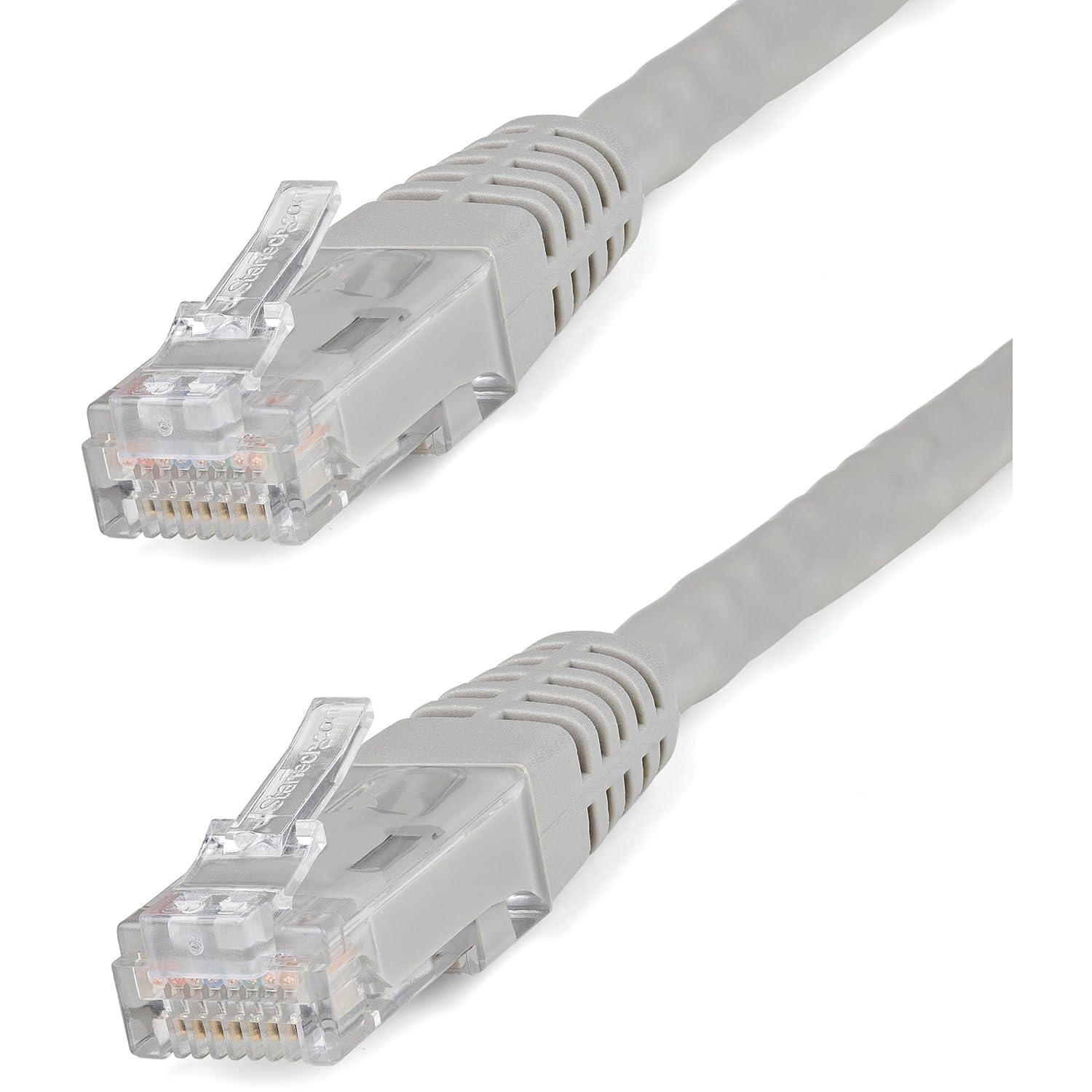image:imageStarTechcom 20ft CAT6 Ethernet Cable Orange CAT 6 Gigabit Ethernet Wire 650MHz 100W PoE RJ45 UTP Molded Category 6 NetworkPatch Cord wStrain ReliefFluke Tested ULTIA Certified C6PATCH20ORGray