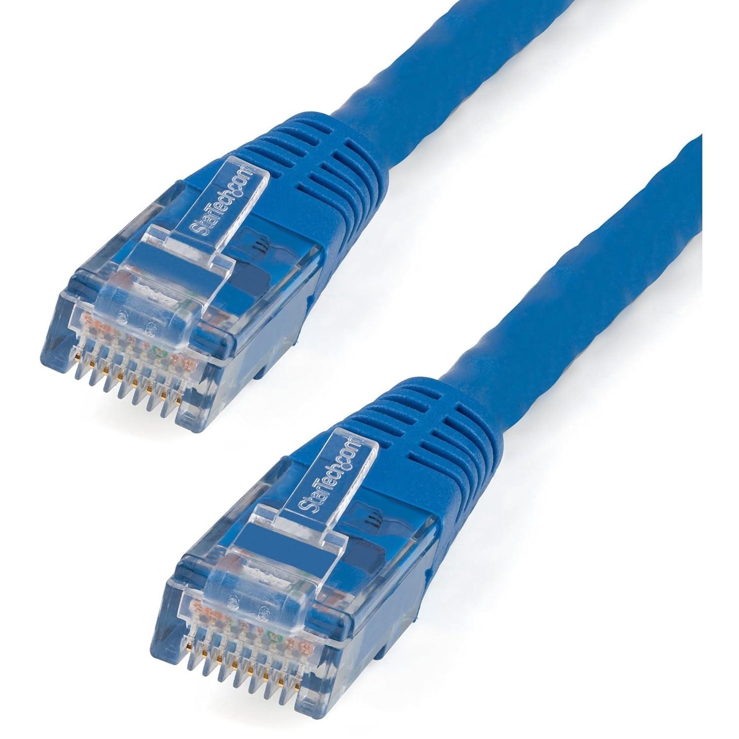 image:imageStarTechcom 20ft CAT6 Ethernet Cable Orange CAT 6 Gigabit Ethernet Wire 650MHz 100W PoE RJ45 UTP Molded Category 6 NetworkPatch Cord wStrain ReliefFluke Tested ULTIA Certified C6PATCH20ORBlue