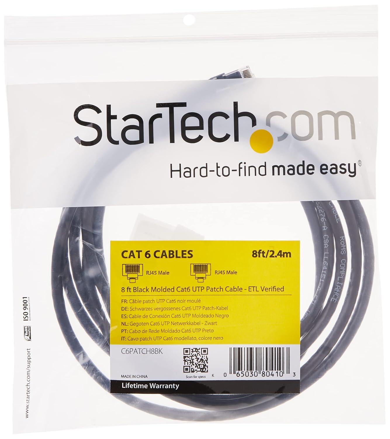 image:imageStarTechcom 20ft CAT6 Ethernet Cable Orange CAT 6 Gigabit Ethernet Wire 650MHz 100W PoE RJ45 UTP Molded Category 6 NetworkPatch Cord wStrain ReliefFluke Tested ULTIA Certified C6PATCH20ORBlack