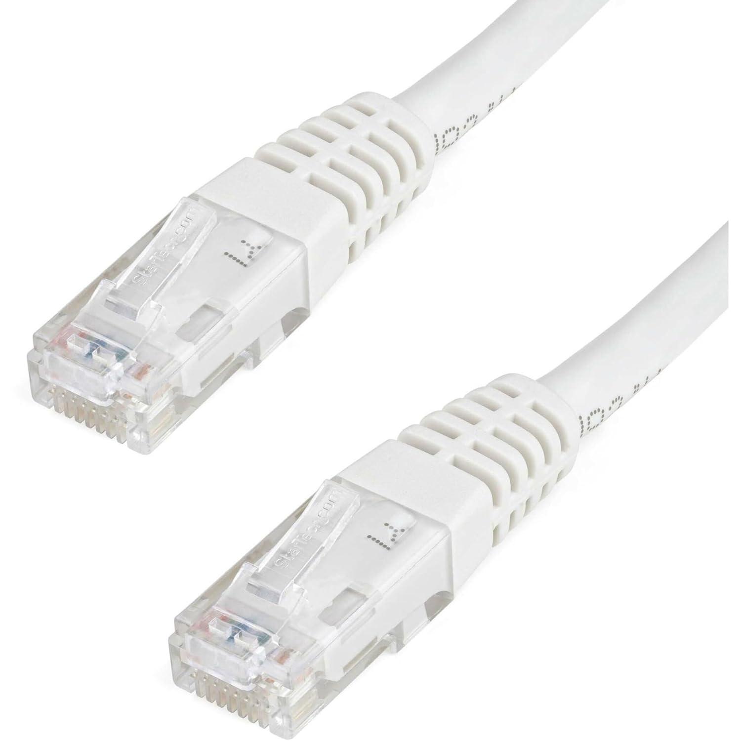 image:imageStarTechcom 20ft CAT6 Ethernet Cable Orange CAT 6 Gigabit Ethernet Wire 650MHz 100W PoE RJ45 UTP Molded Category 6 NetworkPatch Cord wStrain ReliefFluke Tested ULTIA Certified C6PATCH20ORWhite