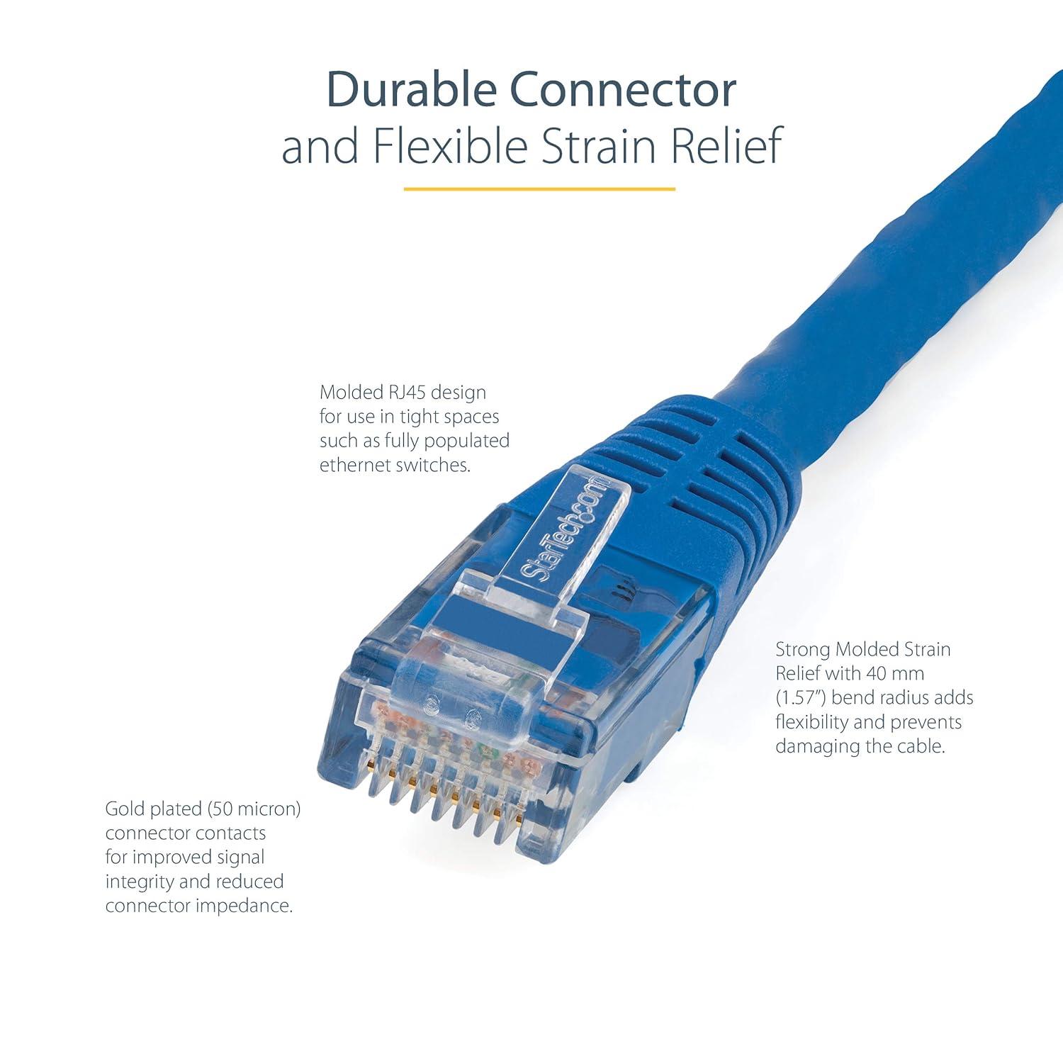 image:imageStarTechcom 20ft CAT6 Ethernet Cable Orange CAT 6 Gigabit Ethernet Wire 650MHz 100W PoE RJ45 UTP Molded Category 6 NetworkPatch Cord wStrain ReliefFluke Tested ULTIA Certified C6PATCH20ORBlue