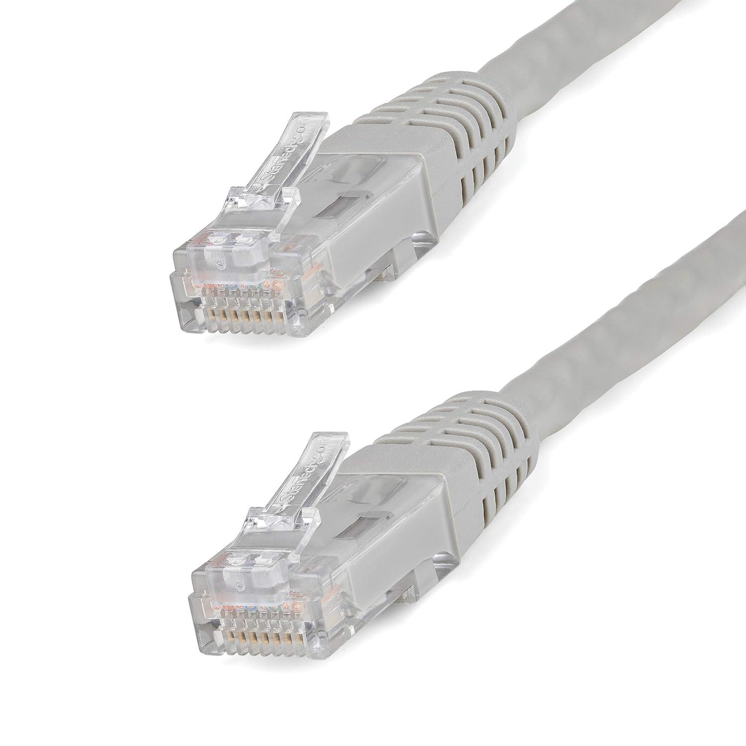 image:imageStarTechcom 20ft CAT6 Ethernet Cable Orange CAT 6 Gigabit Ethernet Wire 650MHz 100W PoE RJ45 UTP Molded Category 6 NetworkPatch Cord wStrain ReliefFluke Tested ULTIA Certified C6PATCH20ORGray