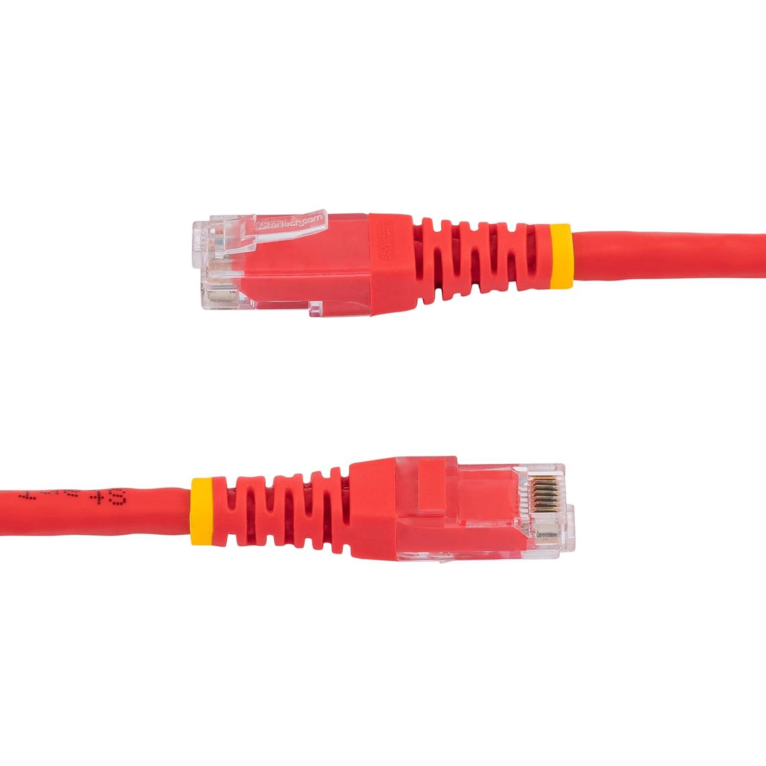 image:imageStarTechcom 20ft CAT6 Ethernet Cable Orange CAT 6 Gigabit Ethernet Wire 650MHz 100W PoE RJ45 UTP Molded Category 6 NetworkPatch Cord wStrain ReliefFluke Tested ULTIA Certified C6PATCH20ORRed