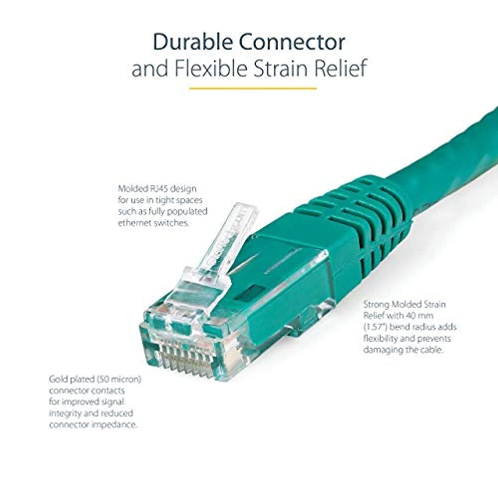 image:imageStarTechcom 20ft CAT6 Ethernet Cable Orange CAT 6 Gigabit Ethernet Wire 650MHz 100W PoE RJ45 UTP Molded Category 6 NetworkPatch Cord wStrain ReliefFluke Tested ULTIA Certified C6PATCH20ORGreen