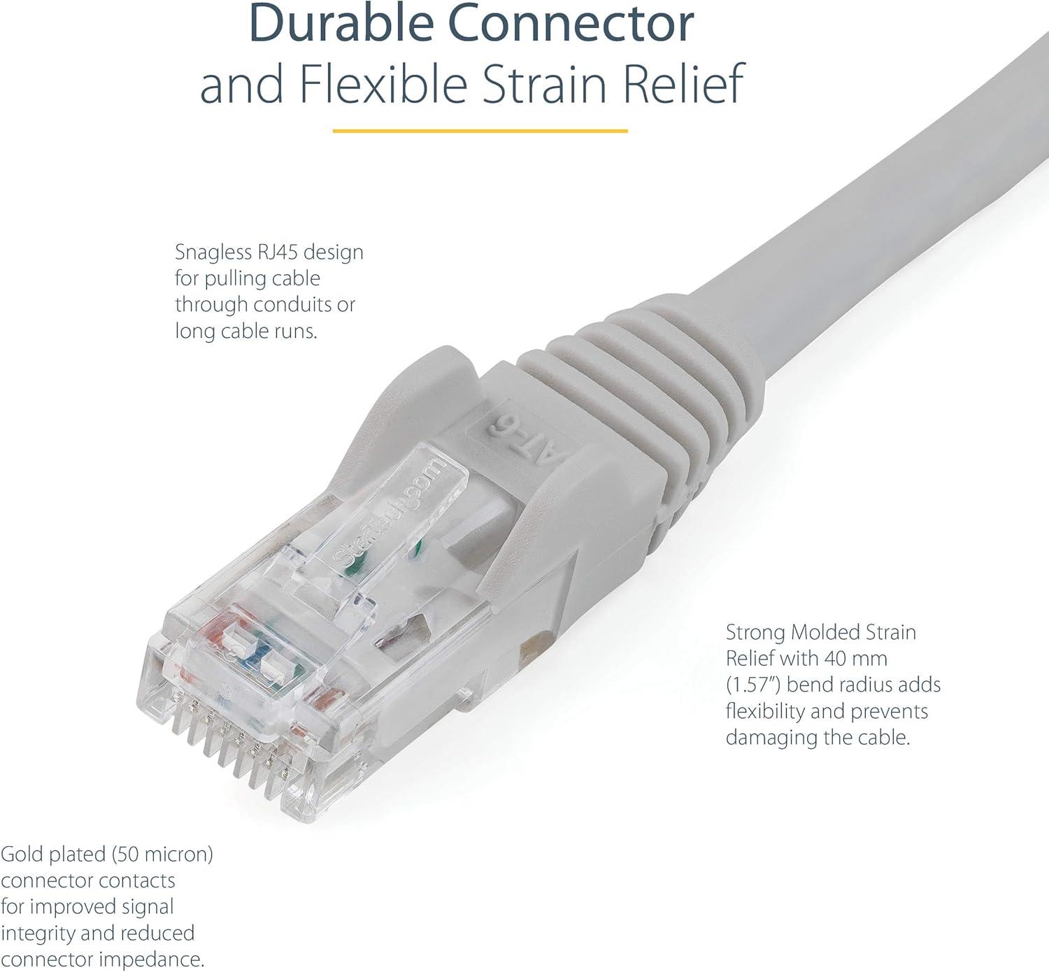 image:imageStarTechcom 3m CAT6 Ethernet Cable Orange CAT 6 Gigabit Ethernet Wire 650MHz 100W PoE RJ45 UTP Category 6 NetworkPatch Cord Snagless wStrain Relief Fluke Tested ULTIA Certified N6PATC3MORGrey